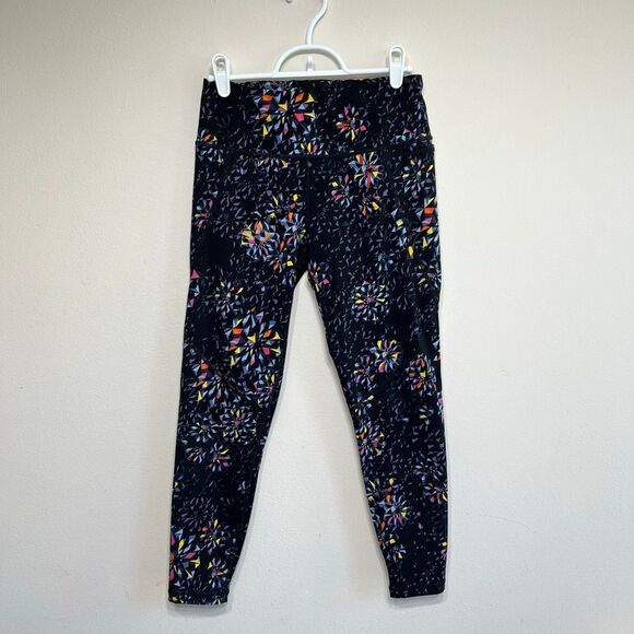 Sweaty Betty Black Faceted Floral Crop Leggings 6 Women - Picture 1 of 10
